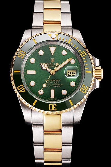 gold rolex with green face