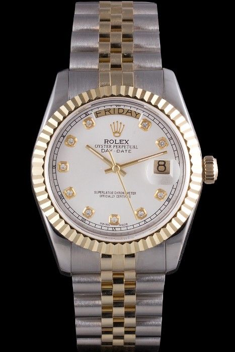 Rolex Day-date Silver Case Gold Fluted 